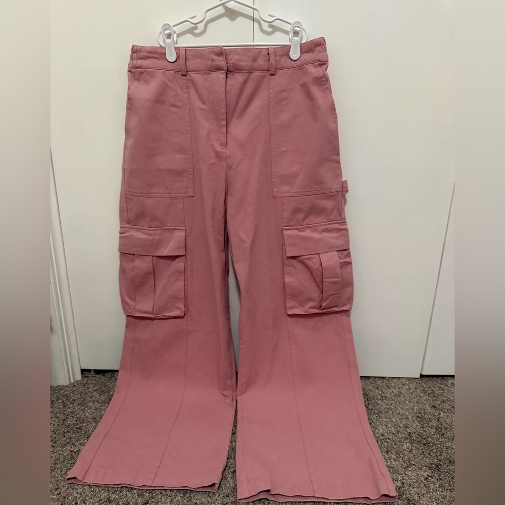 Altar’d State Pink Wide Leg Cargo Pants in Size Large